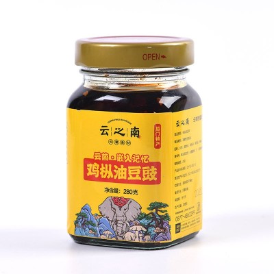 云之南鲜香拌饭酱鸡枞油豆豉厂家280克瓶装油菌菇豆豉香辣酱批发图5