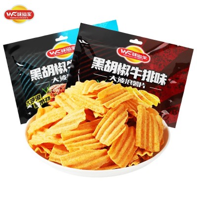 味溢家大波浪薯片200包黑椒牛排膨化网红休闲零食小吃大礼包批发图5