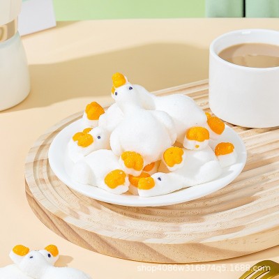 3D鸭子棉花糖批发商用熊猫躺平鸭卡通造型网红糖柯基西点 慕斯装饰图3
