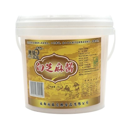 蜀威龍腾传统工艺白芝麻酱5kg火锅蘸料调味酱家用商用桶装芝麻酱图5