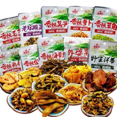 香辣外婆菜野菜20袋盒装素菜小吃休闲辣味土豆片零食沁凡食品图5
