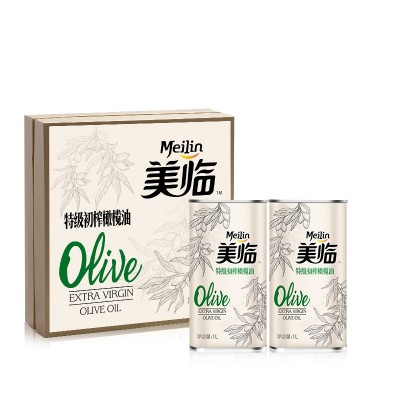 美临特级初榨橄榄油1L*2小瓶礼盒装压榨食用油图5