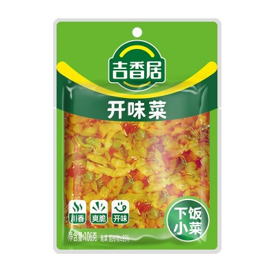 吉香居榨菜106g红油豇豆下饭菜开味菜黄花什锦香辣盐菜麻辣萝卜干图4