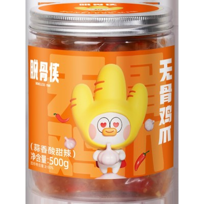 脱骨侠蒜香酸辣无骨鸡爪500g源头工厂商用蒜香柠檬凤爪罐装图5