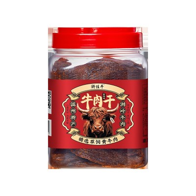 温州特产湖岭牛肉干风干手撕牛肉代发批发大片小片整桶毛重500克图5