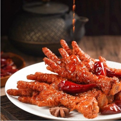 网红零食虎皮凤爪140g麻辣味熟食鸡爪超市休闲小吃1袋5包独立包装图2