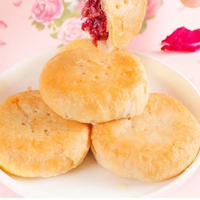 云南花能量鲜花饼玫瑰原味馅料纯手工制作50克/枚工厂直销批发